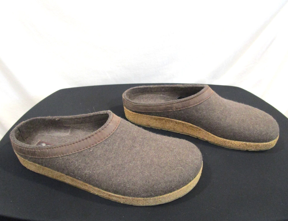 Haflinger Grizzly Brown Wool Leather Cork Footbed Mules Clogs Men 12 US/45 EU